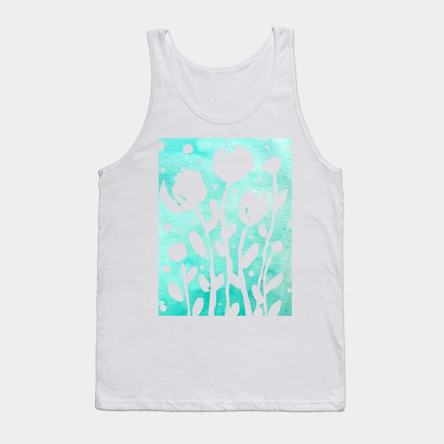 Whimsical watercolor flowers – turquoise Tank Top by wackapacka